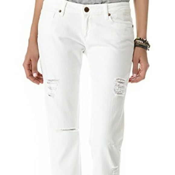 Paige JIMMY JIMMY SKINNY White Distressed Jeans - Picture 4 of 8